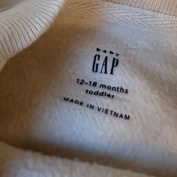 GAP Gray and Cream Floral Sweatshirt With Ruffles Shoulders 12-18 Months - Picture 4 of 5